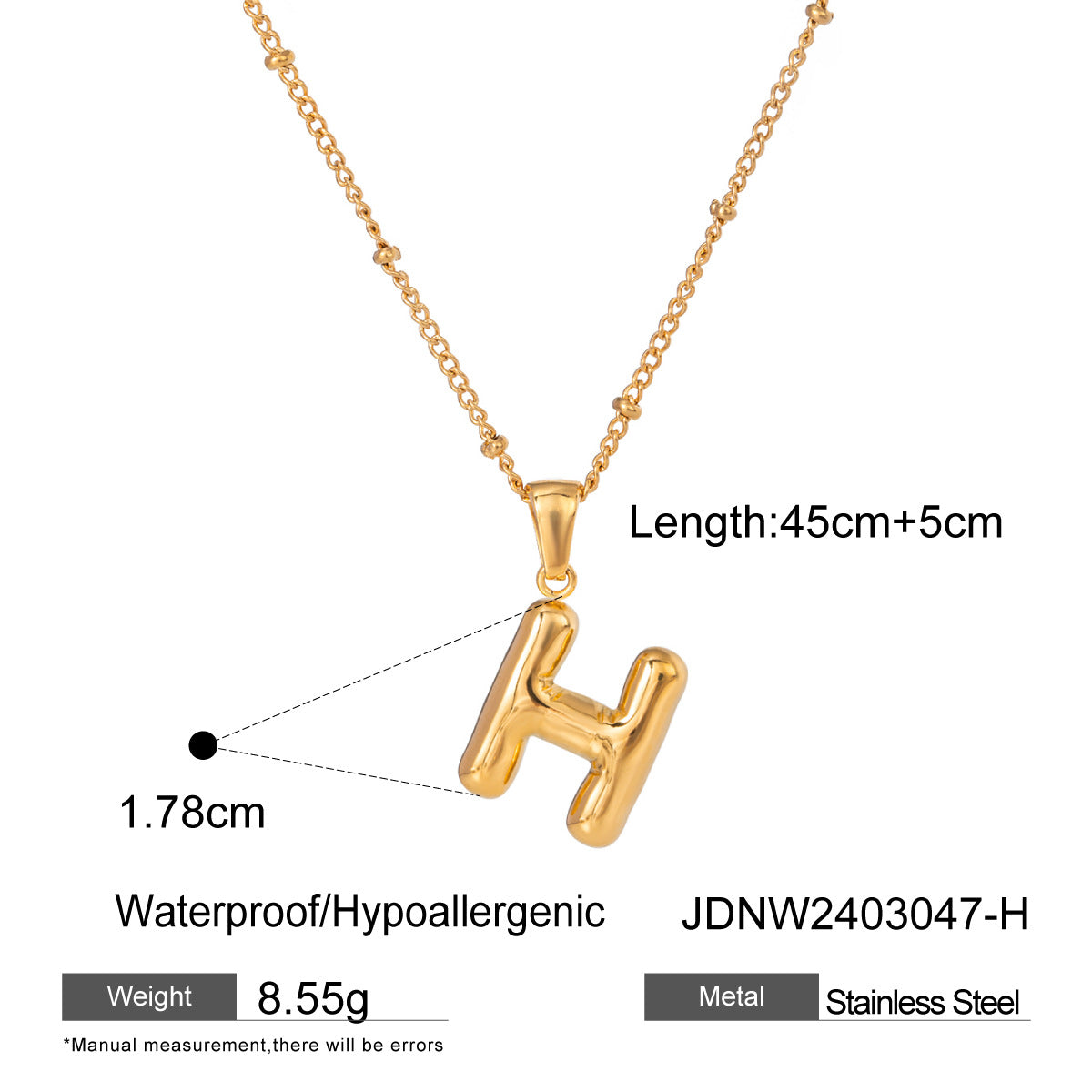 Wanxing Stainless Steel Letter Pendant Necklace