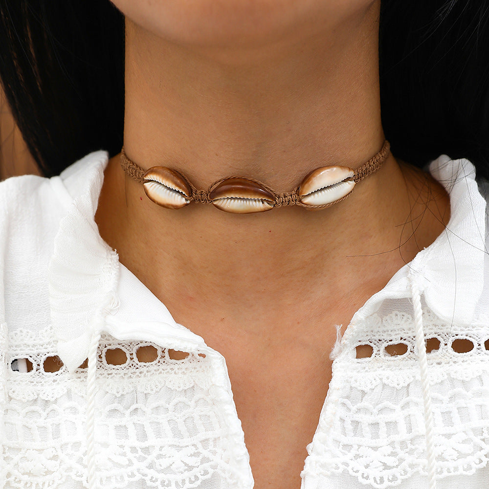 European and American Beach Style Shell Pendant Adjustable Necklace