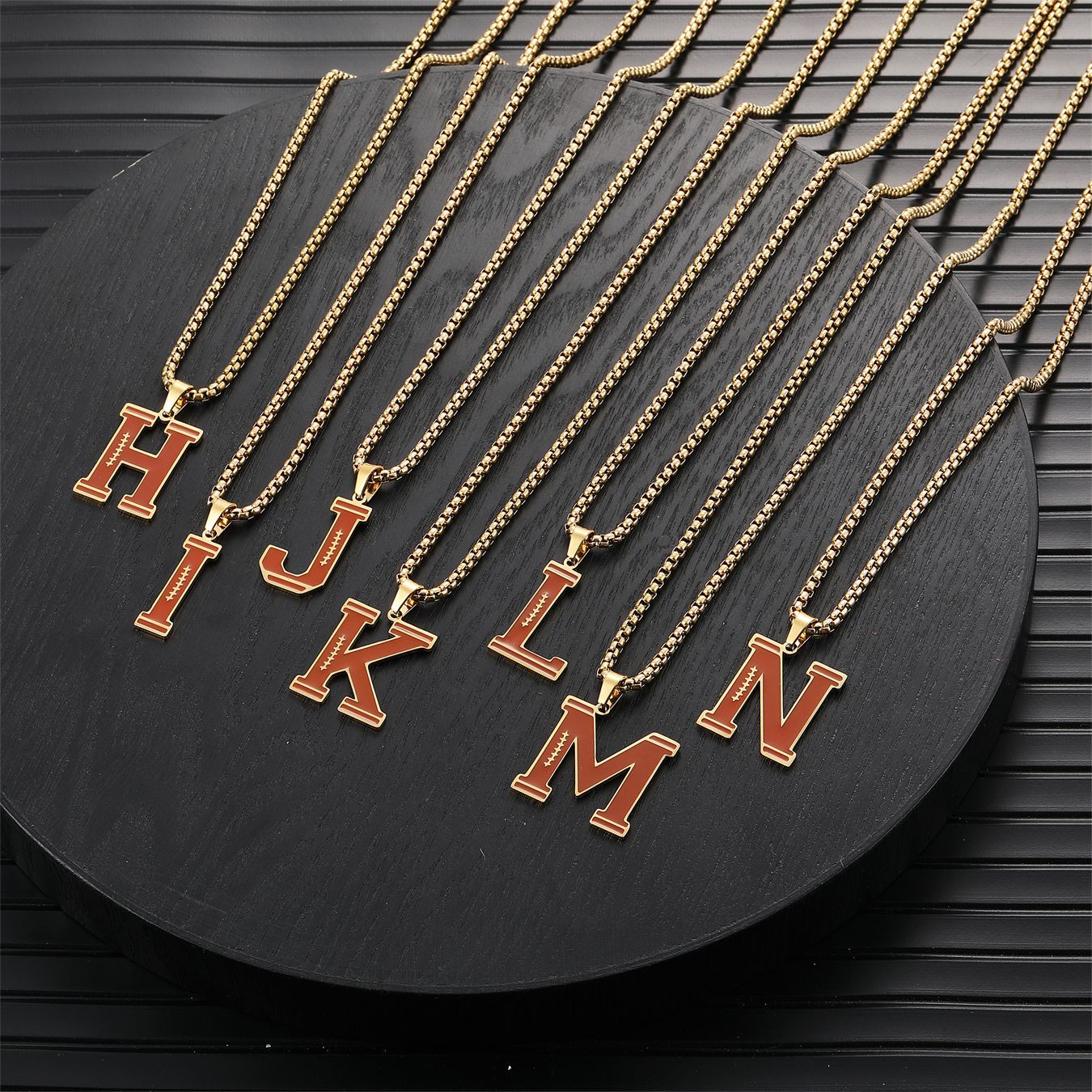 Cross-border hot selling rugby initial letter A- Z pendant necklace stainless steel letter pendant necklace party gift