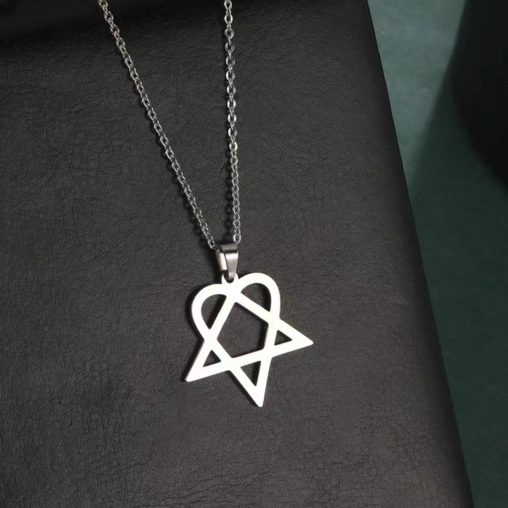 Euro-American Titanium Steel Hollow Heart Necklace Simple Gold-Plated Pendant