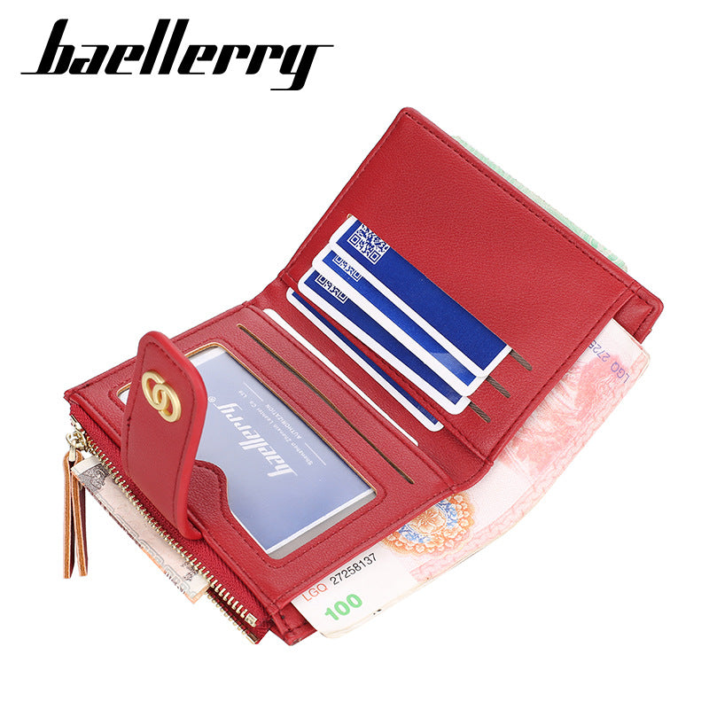 Women's short wallet baellerry zipper small wallet Korean new driving license holder vertical coin purse women
