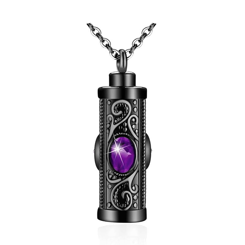Stainless steel twelve-color urn necklace pendant human ashes memorial pendant fashion cylindrical design necklace