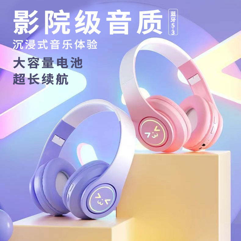 [New] cross-border B39 gradient color Bluetooth headset subwoofer colorful luminous wireless head-mounted headset factory