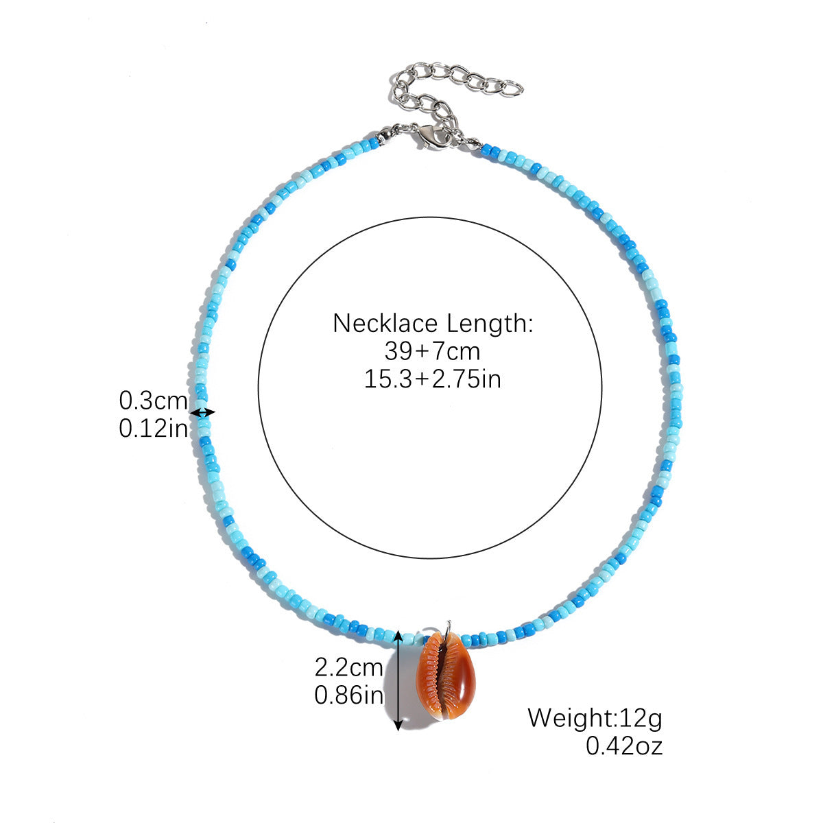 Europe and America cross border starfish pendant necklace versatile color bead shell pendant Bohemian necklace female accessories