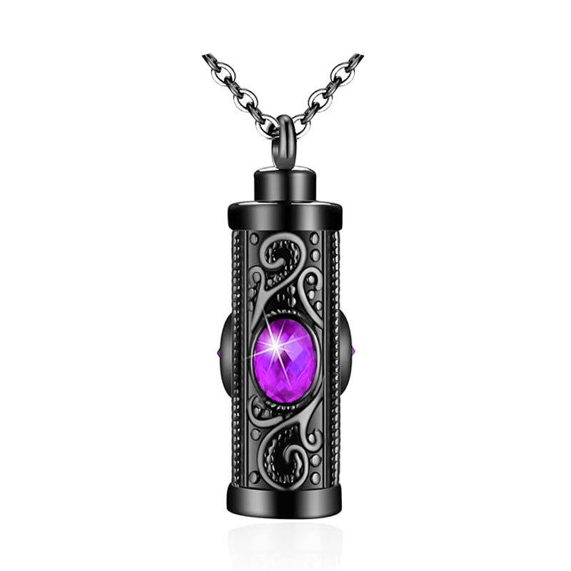 Stainless steel twelve-color urn necklace pendant human ashes memorial pendant fashion cylindrical design necklace