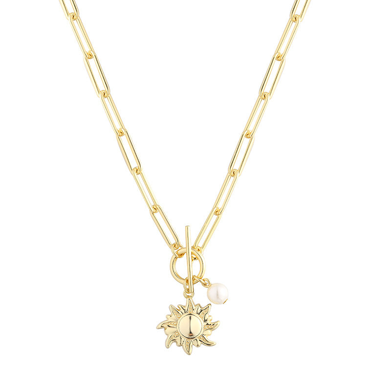 Personalized coin portrait Palm pendant retro trendy oval brand double-sided pattern clavicle chain portrait pendant necklace