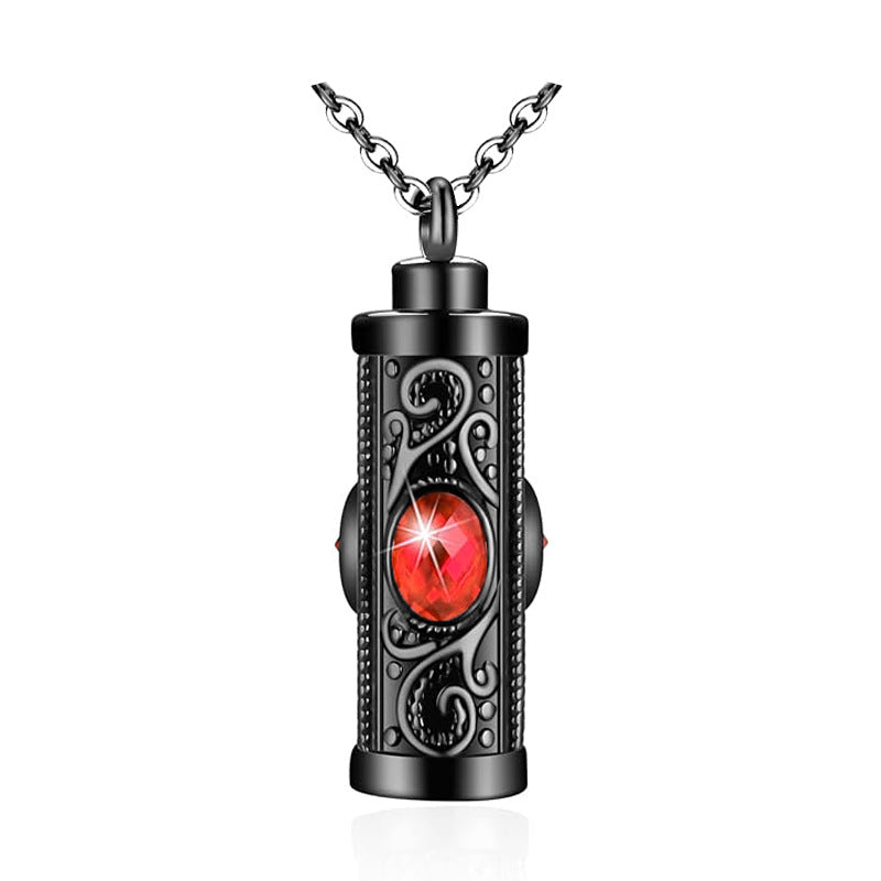 Stainless steel twelve-color urn necklace pendant human ashes memorial pendant fashion cylindrical design necklace