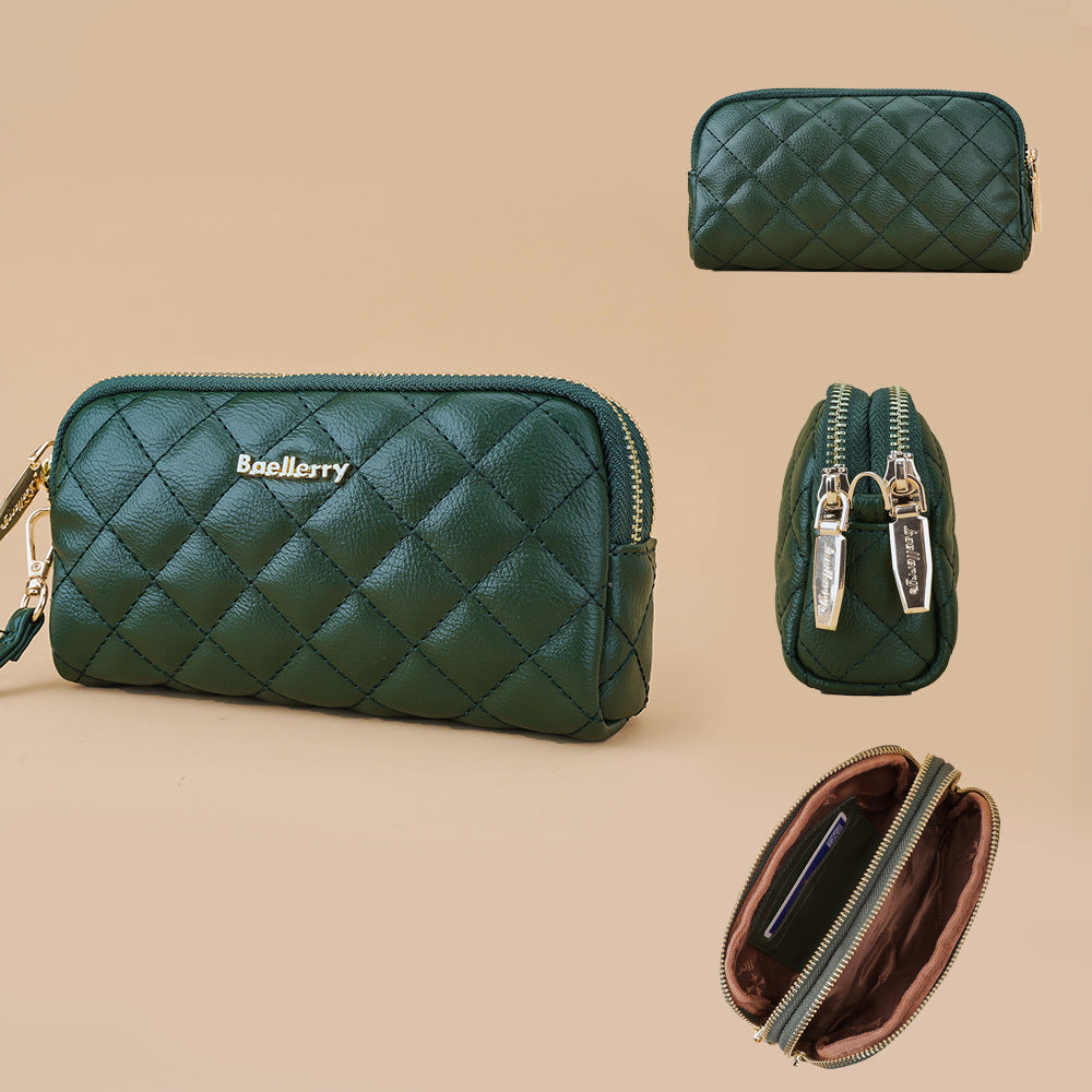 Baellerry new women's long clutch rhombus double zipper all-matching wallet large-capacity coin purse bag