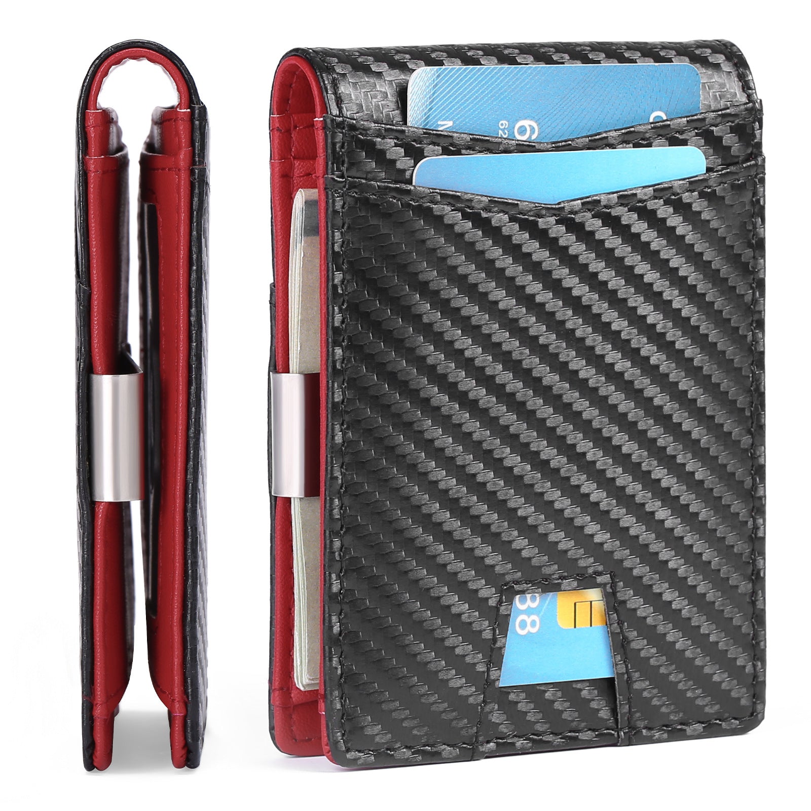 Cross-border new men's wallet ultrathin and simple casual RFID beauty wallet carbon fiber card package wallet