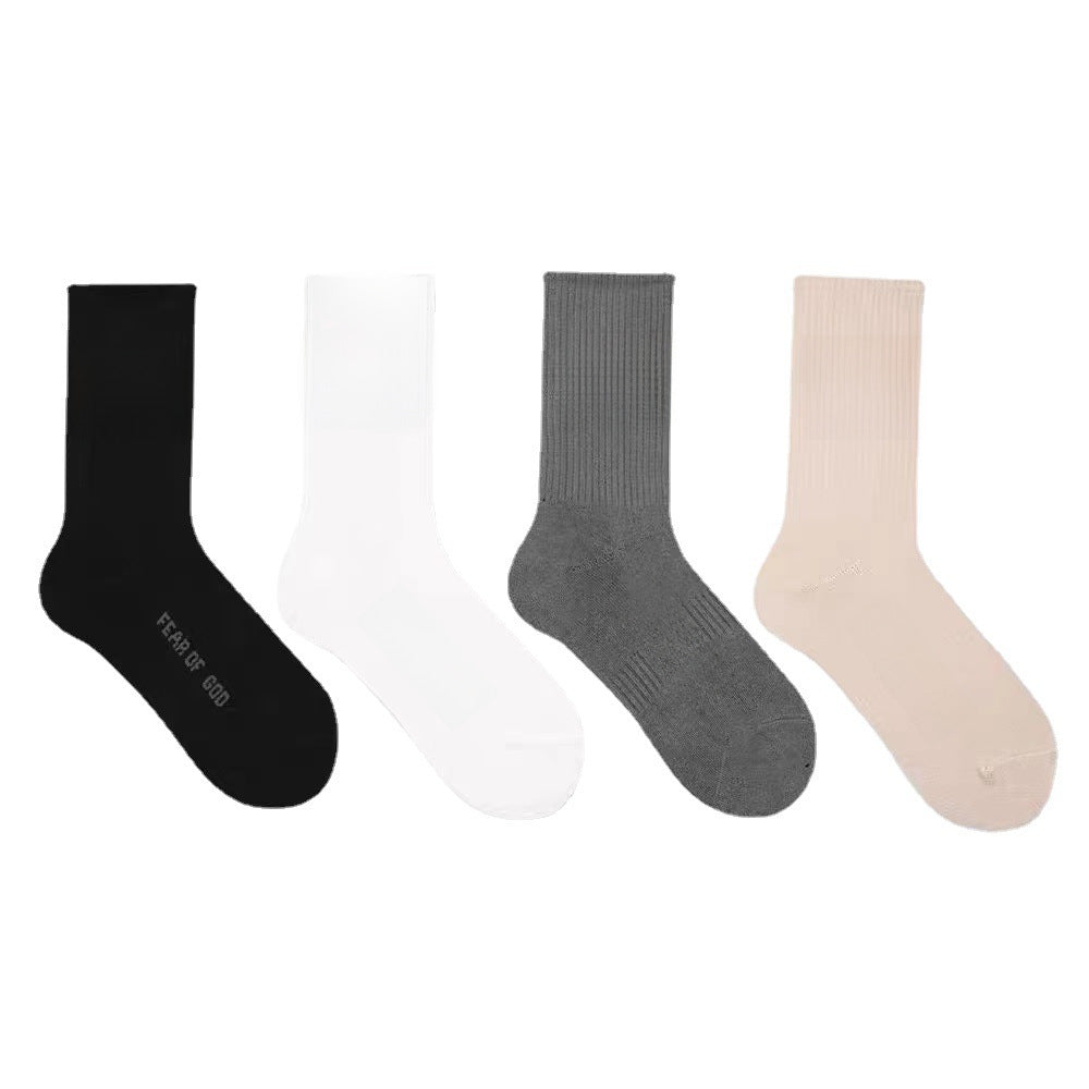 Boxed FEAR OF GOD double line ESSENTIALS men's and women's high street FOG letter fashion brand sports long socks Cotton