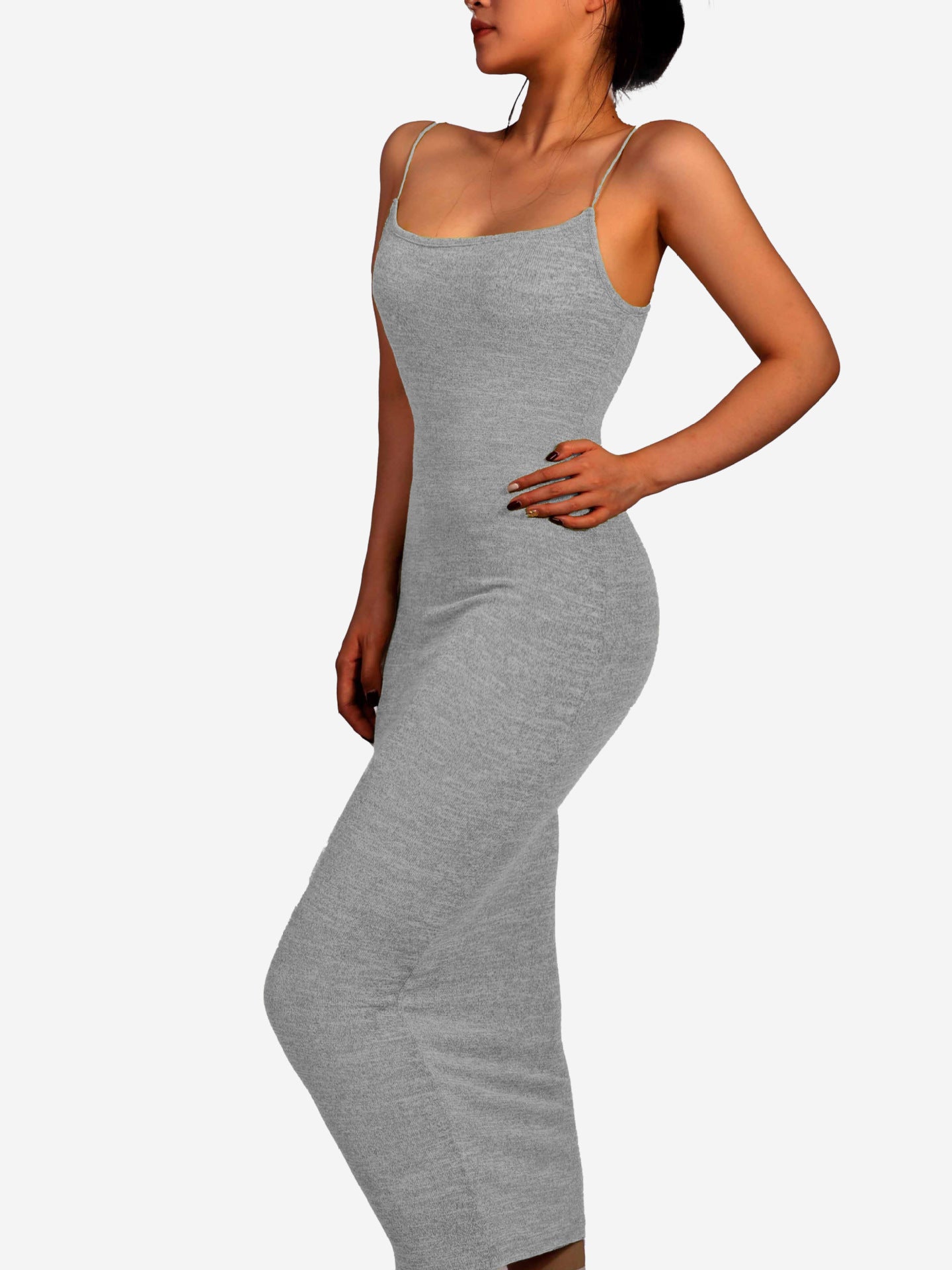 Summer new solid color women's slim fit dress round neck hip spaghetti straps European and American style hot girl sexy dress women