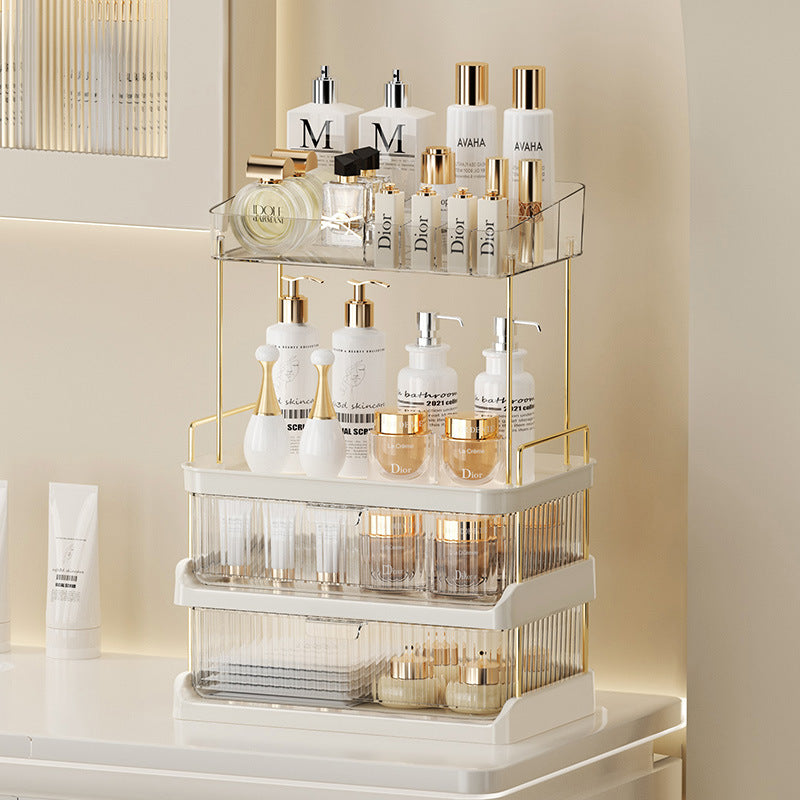 Cosmetics storage box desktop double drawer storage rack bathroom makeup brush tool storage rack double drawer 3472