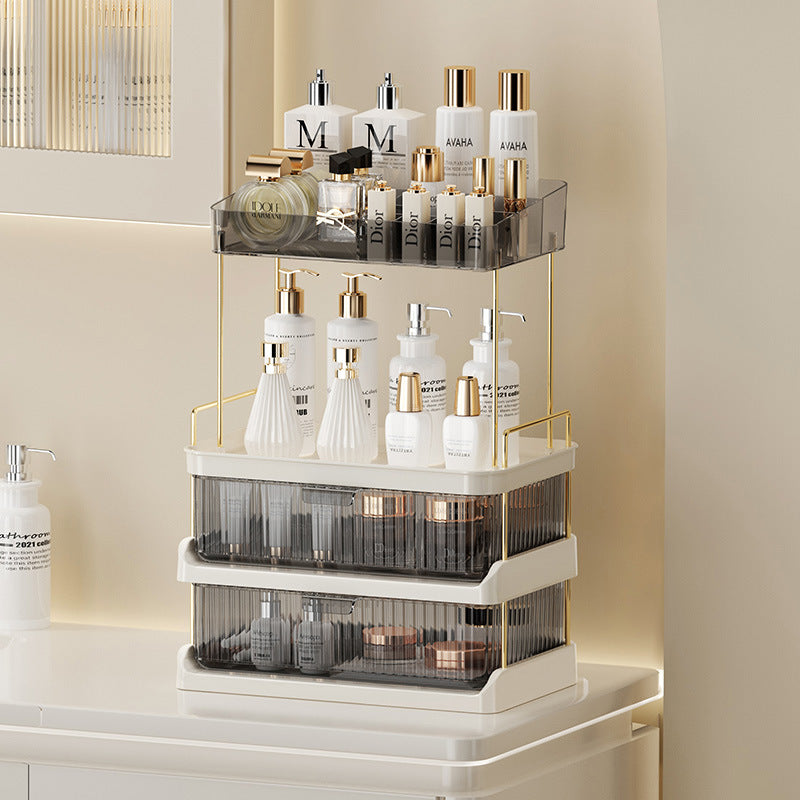 Cosmetics storage box desktop double drawer storage rack bathroom makeup brush tool storage rack double drawer 3472