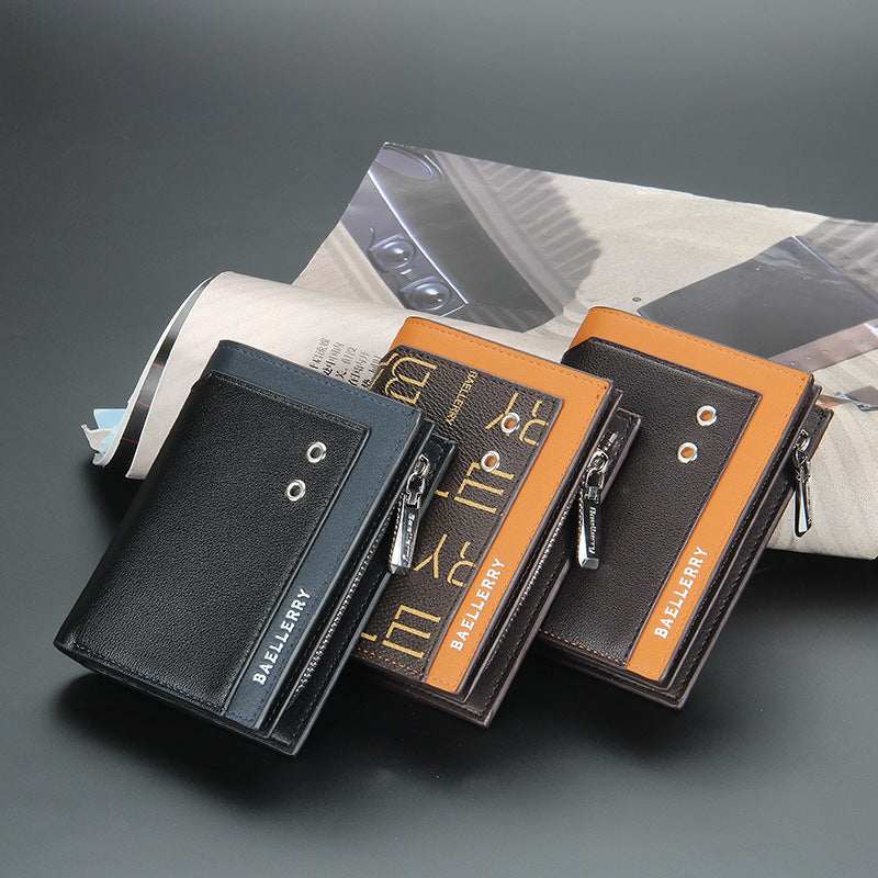 Men's wallet short baellerry cross-border business hasp zipper card holder vertical coin purse hot sale