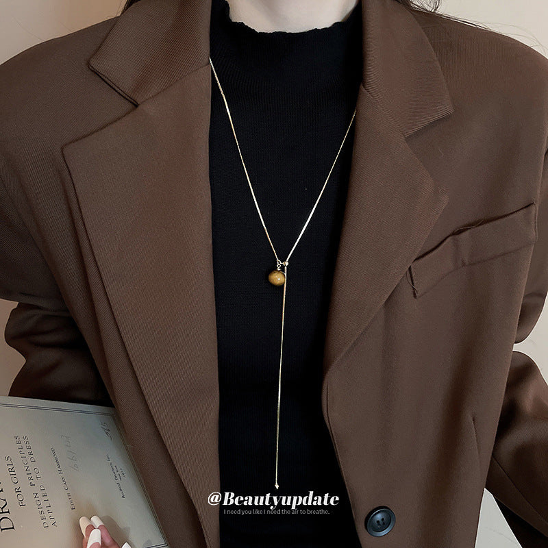 Gold Plated Artificial Tiger Eye Pendant Necklace