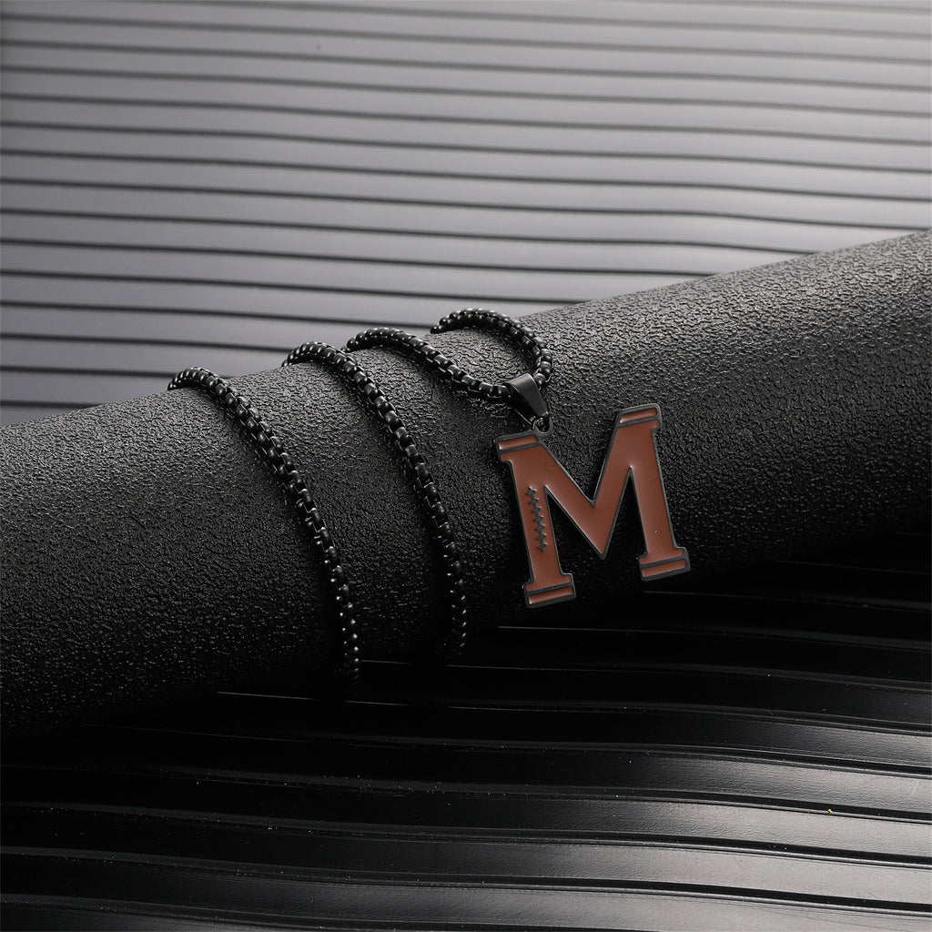 Cross-border hot selling rugby initial letter A- Z pendant necklace stainless steel letter pendant necklace party gift