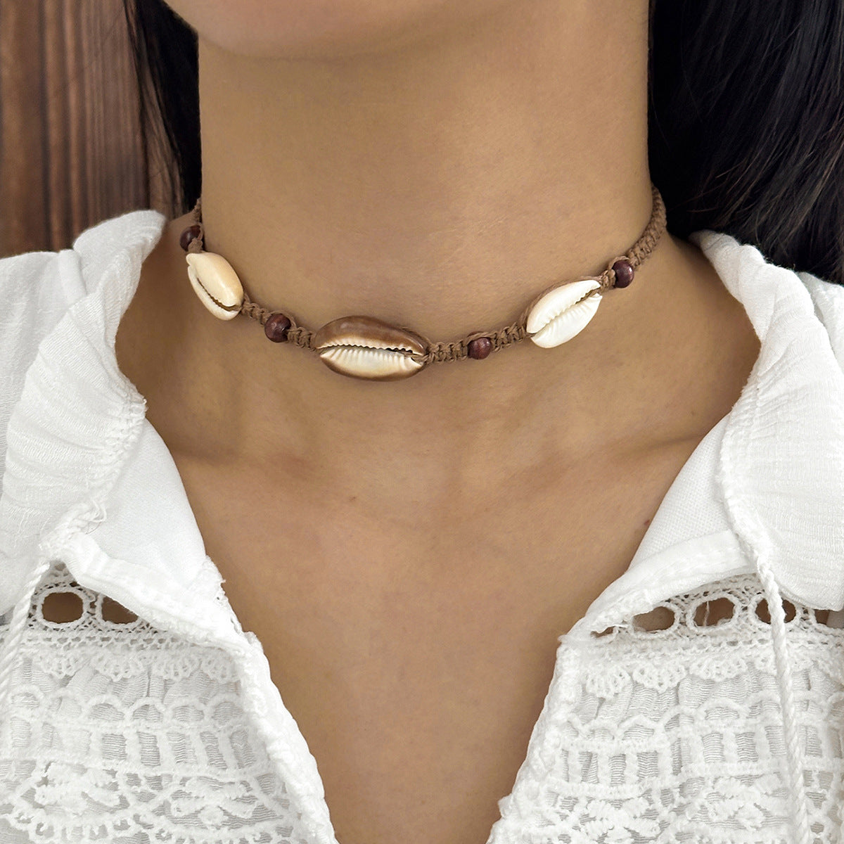 European and American Beach Style Shell Pendant Adjustable Necklace