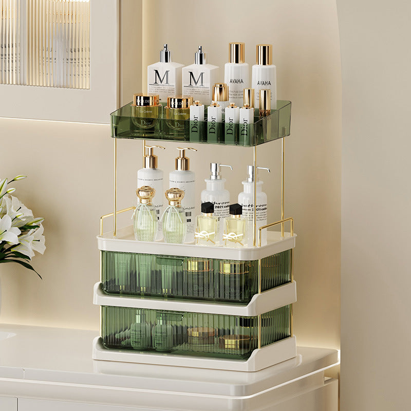 Cosmetics storage box desktop double drawer storage rack bathroom makeup brush tool storage rack double drawer 3472