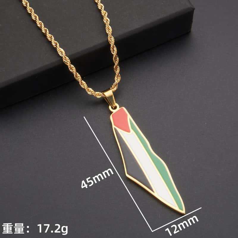 Amazon Oil Drop Retro Palestine Map Pendant Necklace