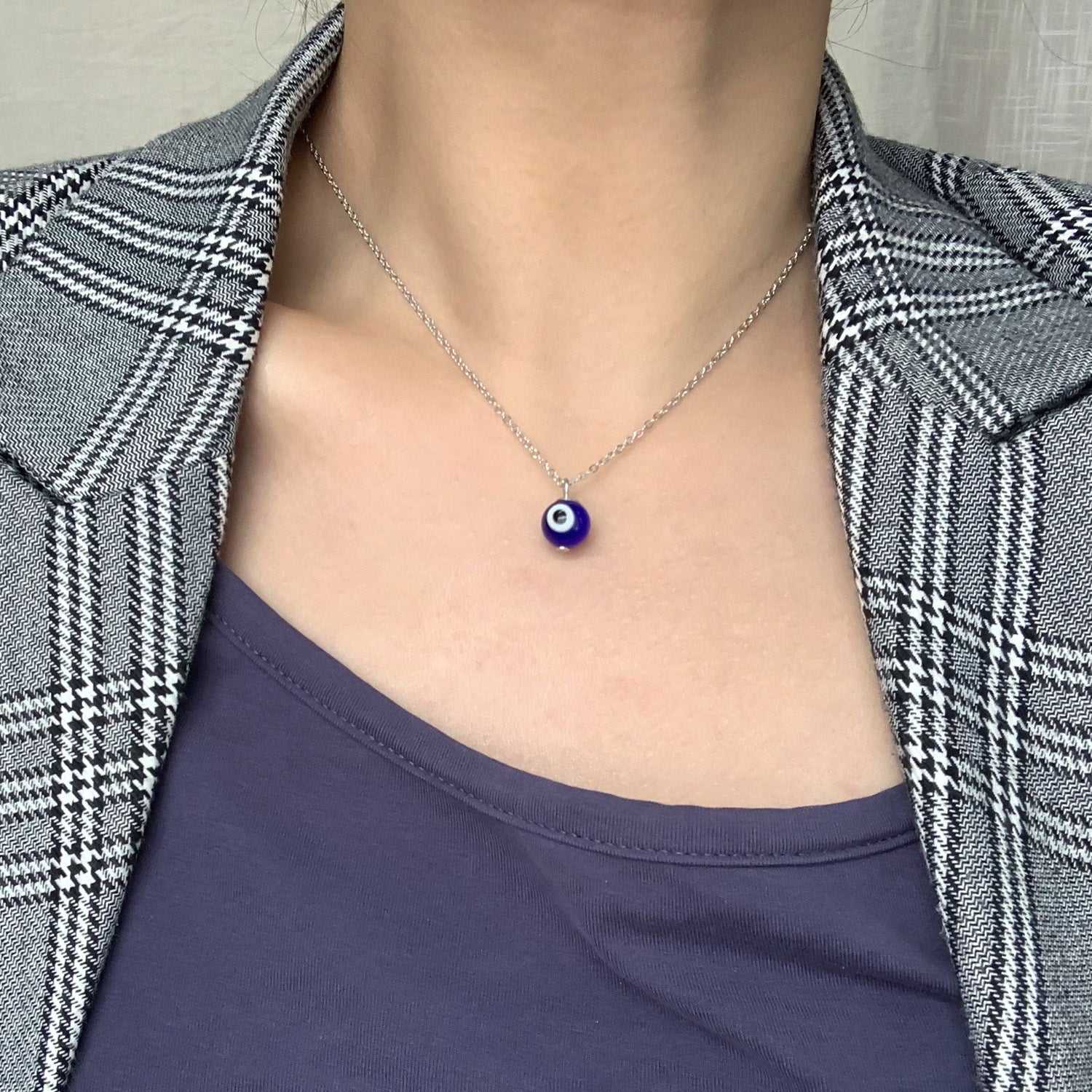 Europe and America cross border new Devil's Eye pendant card necklace all-match three-sided glass eyes pendant ornaments wholesale