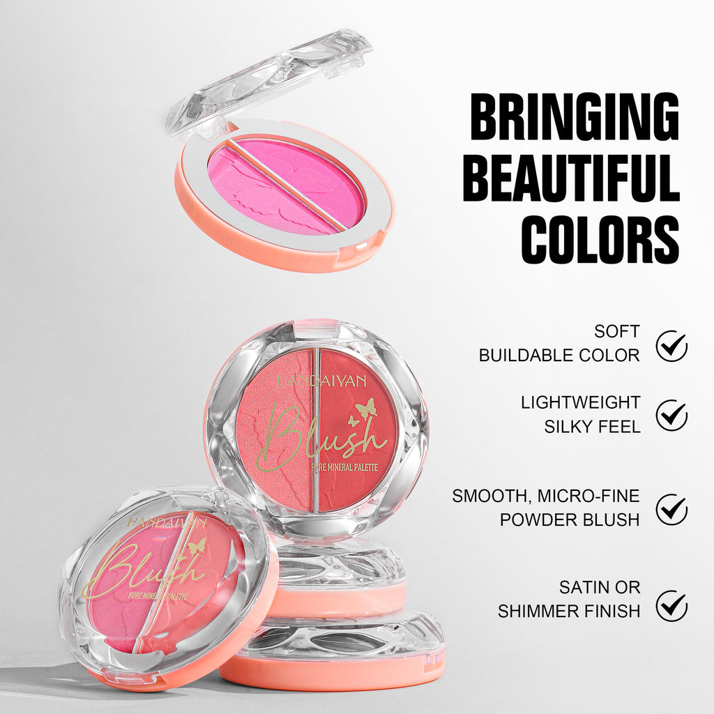 handaiyan cross-border two-color blusher plate highlight brightening repair multi-purpose plate shimmer matte blusher blush
