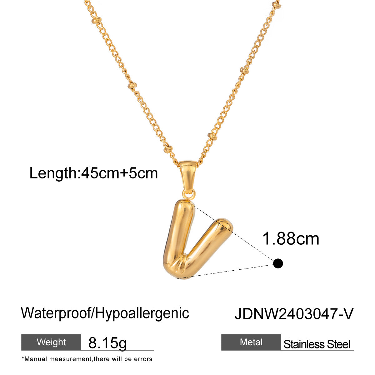 Wanxing Stainless Steel Letter Pendant Necklace