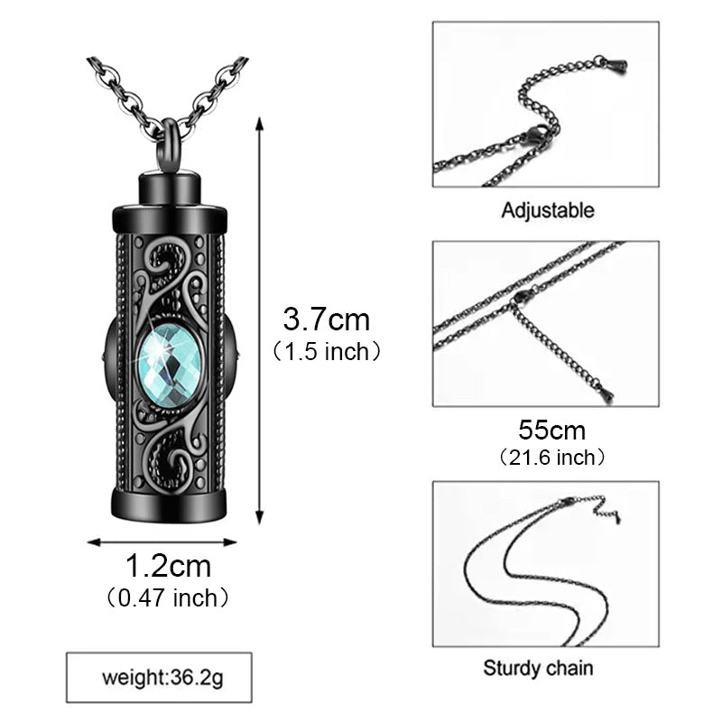 Stainless steel twelve-color urn necklace pendant human ashes memorial pendant fashion cylindrical design necklace