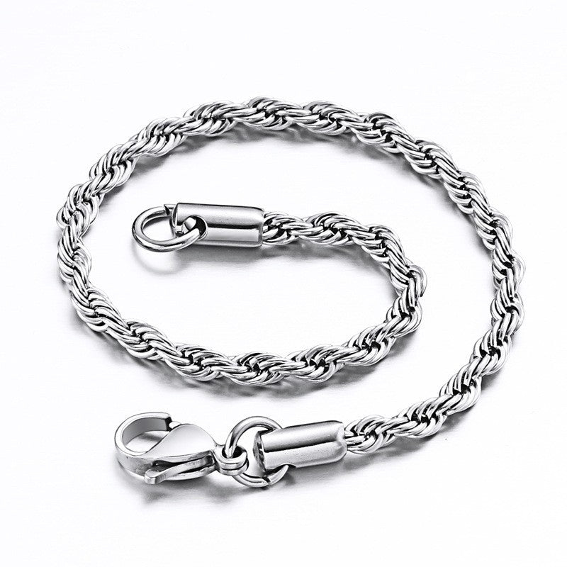 Stainless Steel Twisted Necklace with Pendant