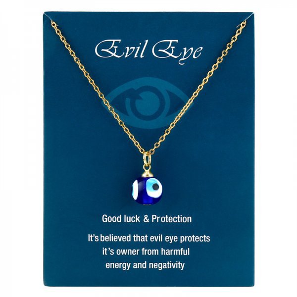 Europe and America cross border new Devil's Eye pendant card necklace all-match three-sided glass eyes pendant ornaments wholesale