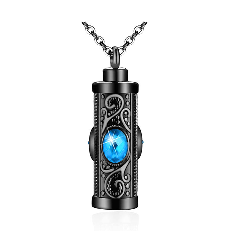 Stainless steel twelve-color urn necklace pendant human ashes memorial pendant fashion cylindrical design necklace