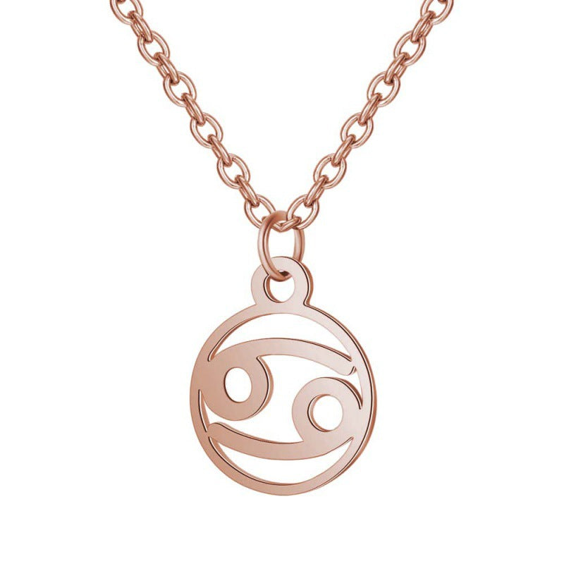 Stainless Steel Thin Chain Zodiac Pendant Necklace