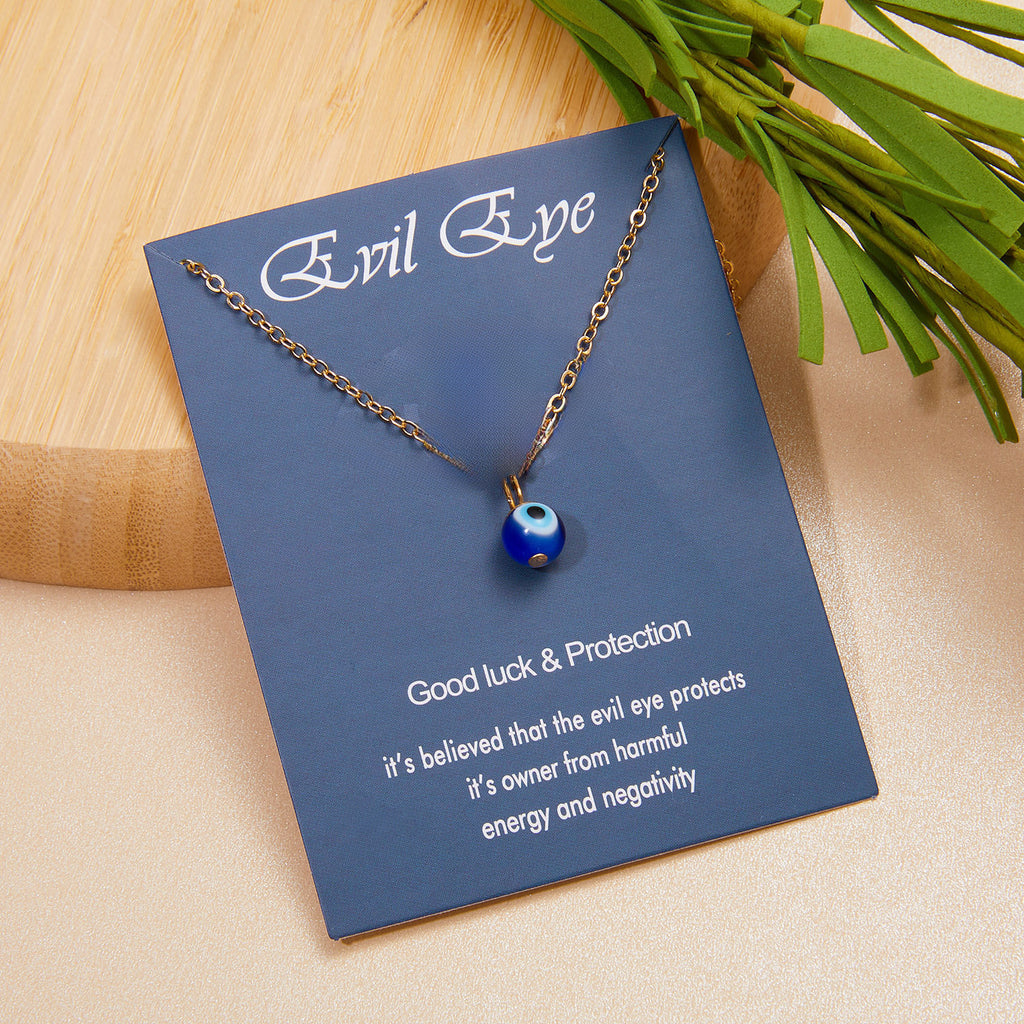 Europe and America cross border new Devil's Eye pendant card necklace all-match three-sided glass eyes pendant ornaments wholesale