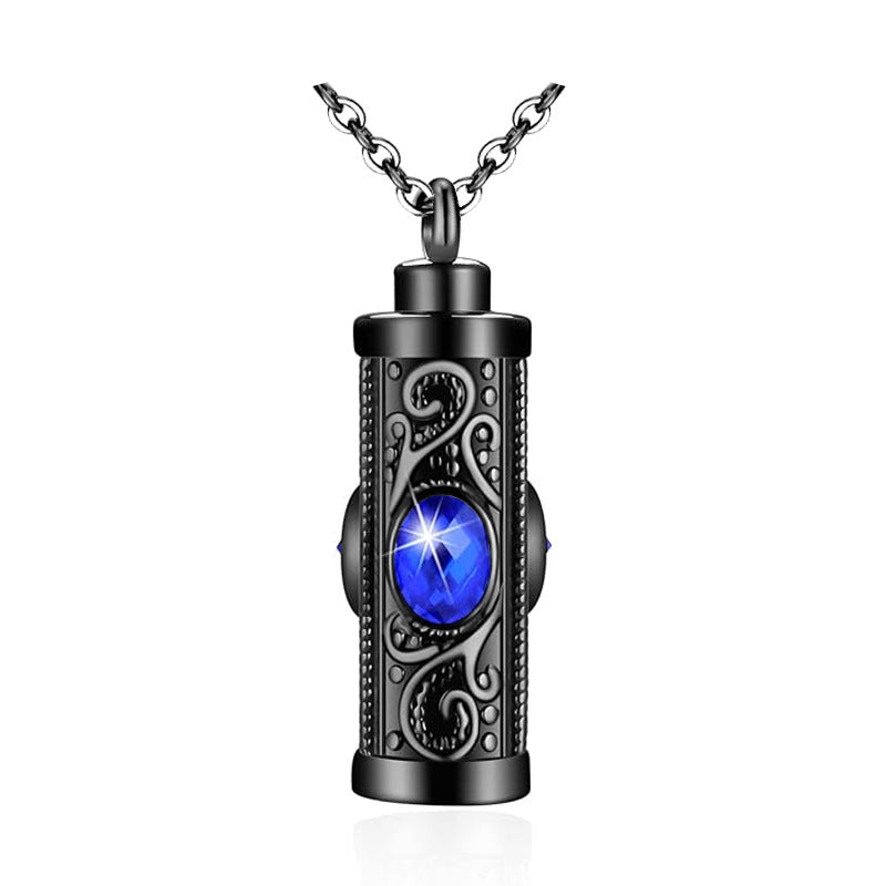Stainless steel twelve-color urn necklace pendant human ashes memorial pendant fashion cylindrical design necklace