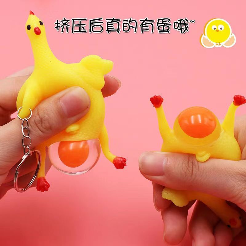 Creative toys spoof laying hens pinch squeeze laying hens vent chicken keychain vent decompression trick factory wholesale