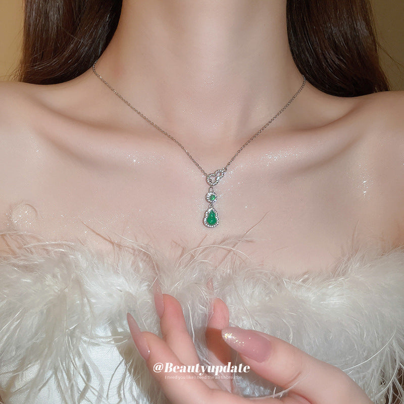 New Chinese Style Zircon Gourd Pendant Necklace
