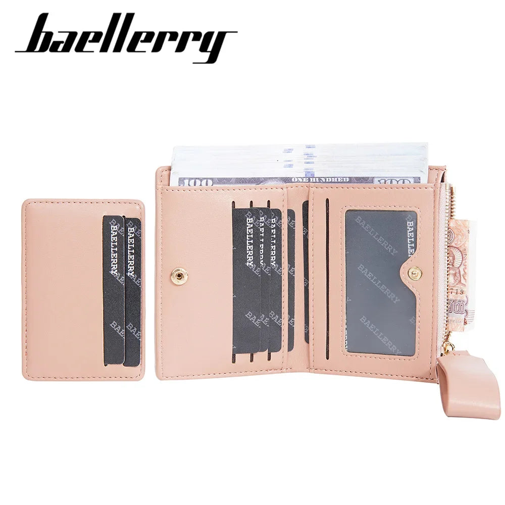 baellerry New Ladies' Purse short Zipper fashion high sense wallet multiple card slots Japanese and Korean card holder for women