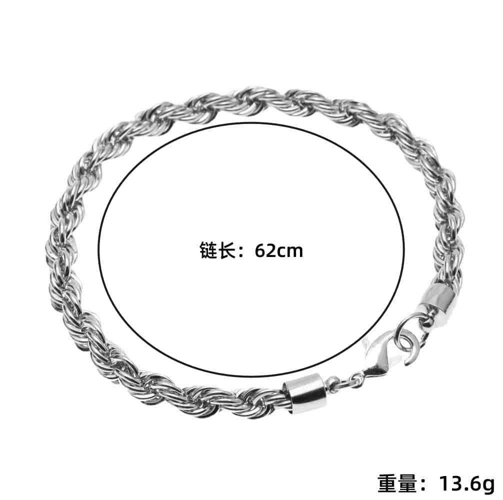 Stainless Steel Twisted Necklace with Pendant