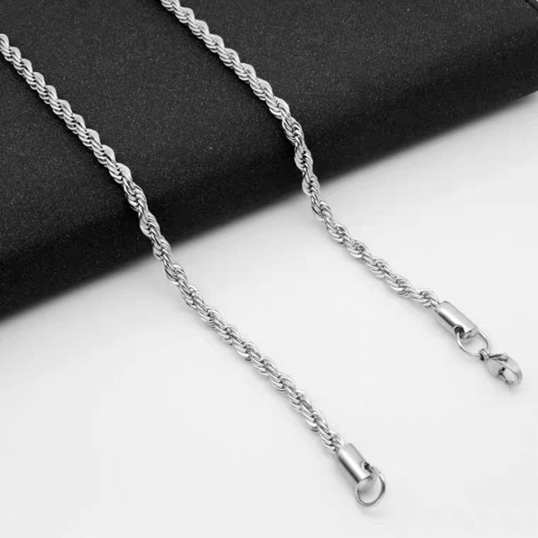 Stainless Steel Twisted Necklace with Pendant