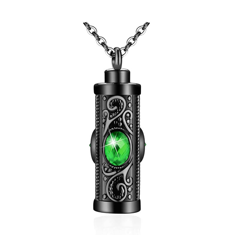 Stainless steel twelve-color urn necklace pendant human ashes memorial pendant fashion cylindrical design necklace