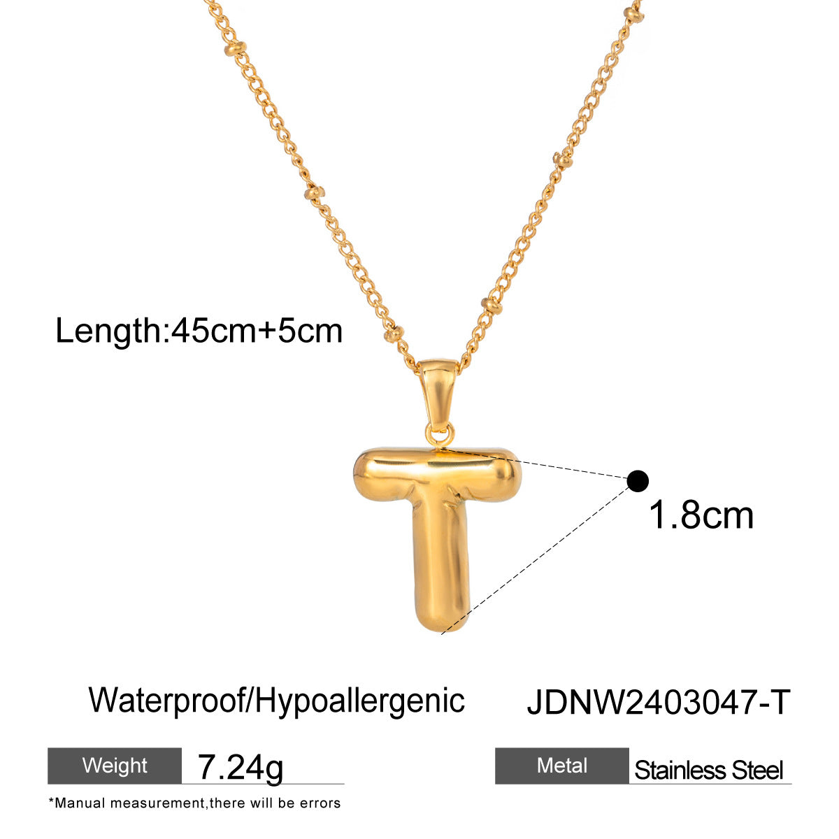 Wanxing Stainless Steel Letter Pendant Necklace