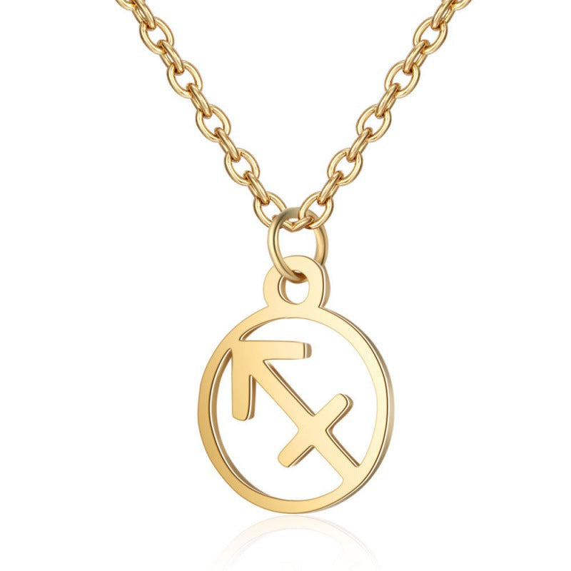Stainless Steel Thin Chain Zodiac Pendant Necklace