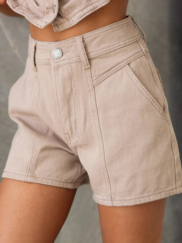 Ladies new denim jacket vest shorts set