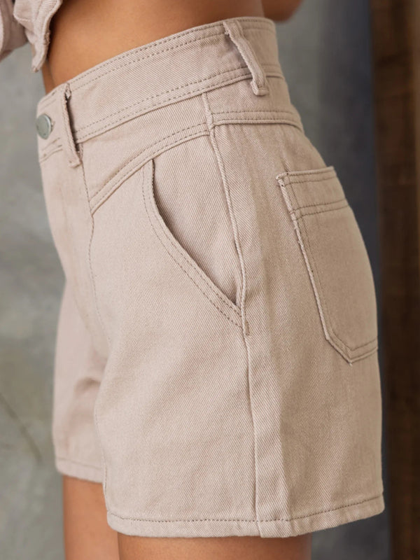 Ladies new denim jacket vest shorts set