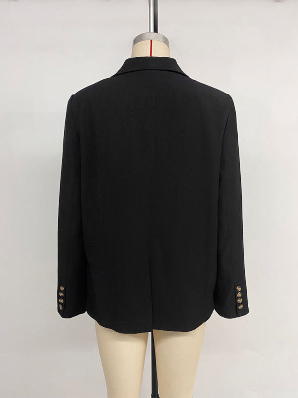 Fashionable, simple and casual commuter suit collar black suit jacket