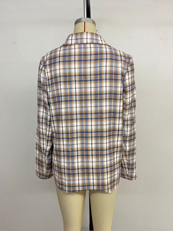 Back-to-school season college style fashionable suit plaid top jacket