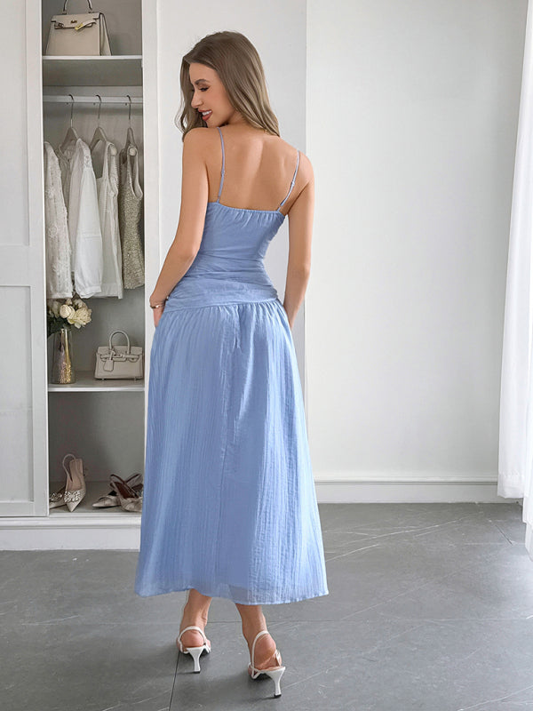 Vacation deep V sleeveless long dress