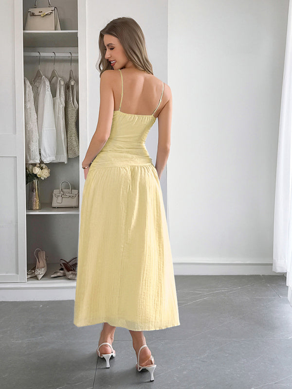 Vacation deep V sleeveless long dress