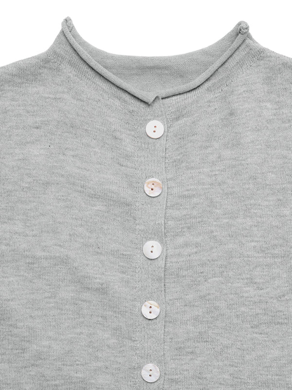 Casual Single-Breasted Solid Color Knitted Cardigan Round Neck Sweater Jacket Top