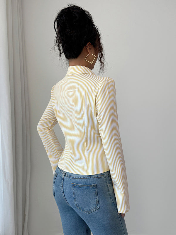 Simple Striped Long Sleeve Button-Down Shirt