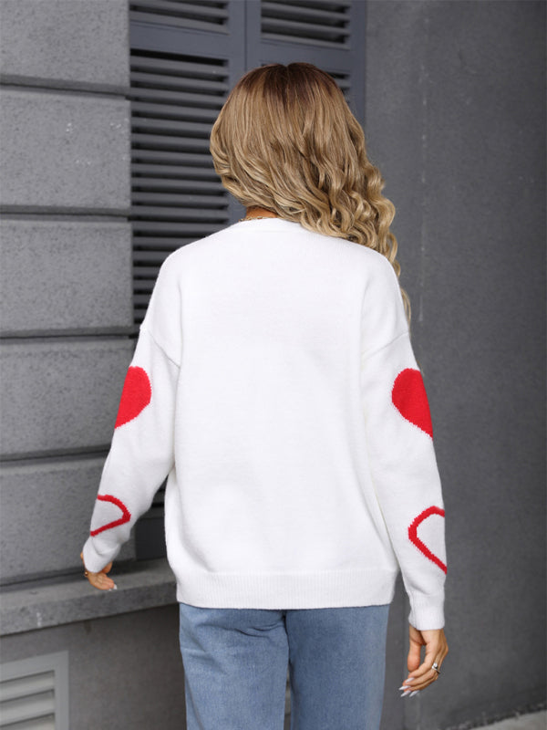 Valentine's Day Sweater Heart Button Cardigan Jacket